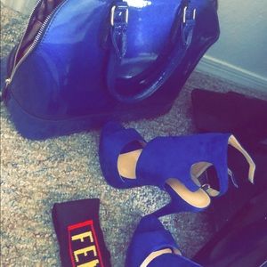 Royal Blue Bag and Heels size 9 *Fendi band NOTINC